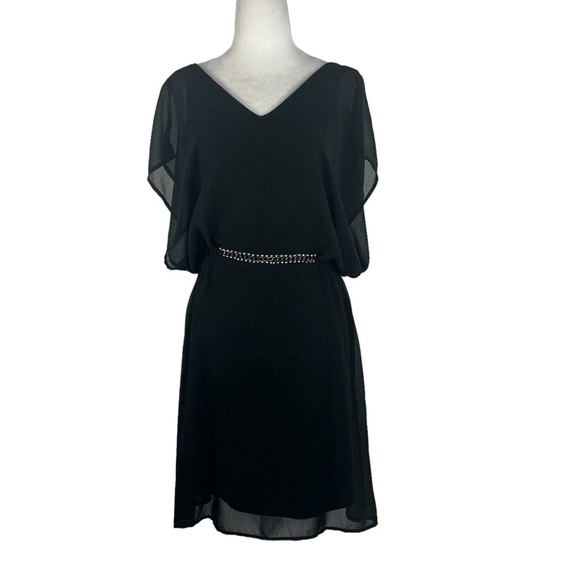 BY ARTISAN MINI V-NECK & CRISS CROSS BACK MINI DRESS WITH JEWEL WAIST DETAIL - Picture 1 of 14